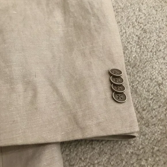 Tommy Hilfiger Sport Coat Jacket Sz L44 2 Button Front Linen Blend Beige/Tan - Picture 4 of 9